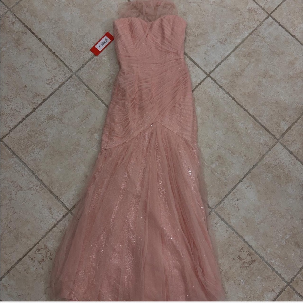 Monique Lhuillier Blush Sequin Gown
